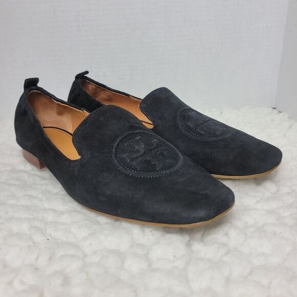 Tory Burch Leigh Women's Loafer Size 9 Perfect Black Leather Closed Toe Shoes - Picture 1 of 12
